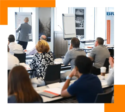 Professionals participating in a Bunnell Idea Group business development training workshop.