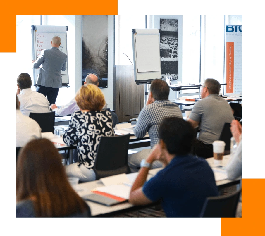 Professionals participating in a Bunnell Idea Group business development training workshop.